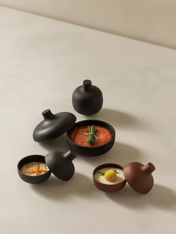 Sand 带盖碗 小号 Ø8.2cm - 黑色陶土 - Design House Stockholm
