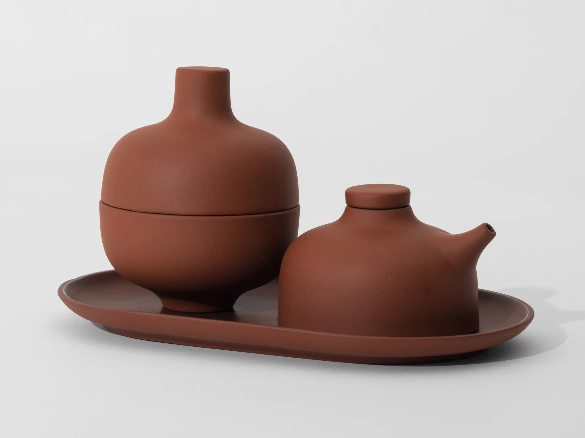 Sand soy sauce bottle 12 cl, 红色 clay Design House Stockholm