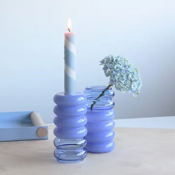 Bubble 二合一花瓶烛台13.5cm - 蓝色 - Design Letters