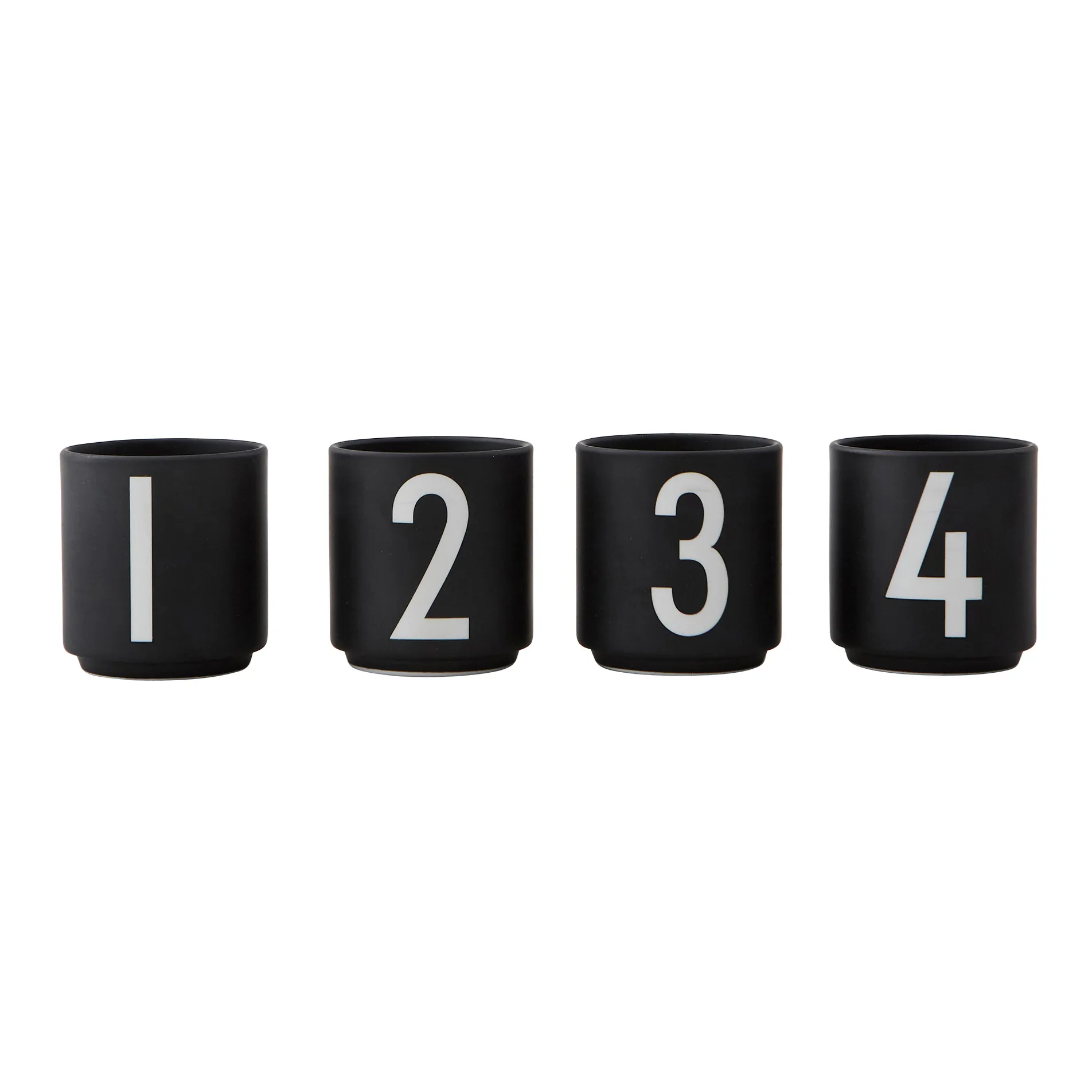 Design Letters 浓缩咖啡杯4件装黑色, 黑色 Design Letters