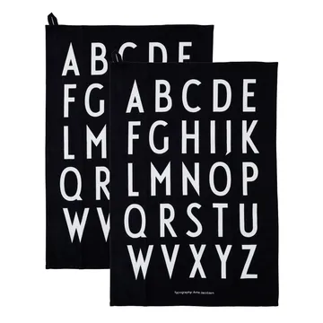 Design Letters 厨房巾 40x60cm 2个装 - 黑色 - Design Letters