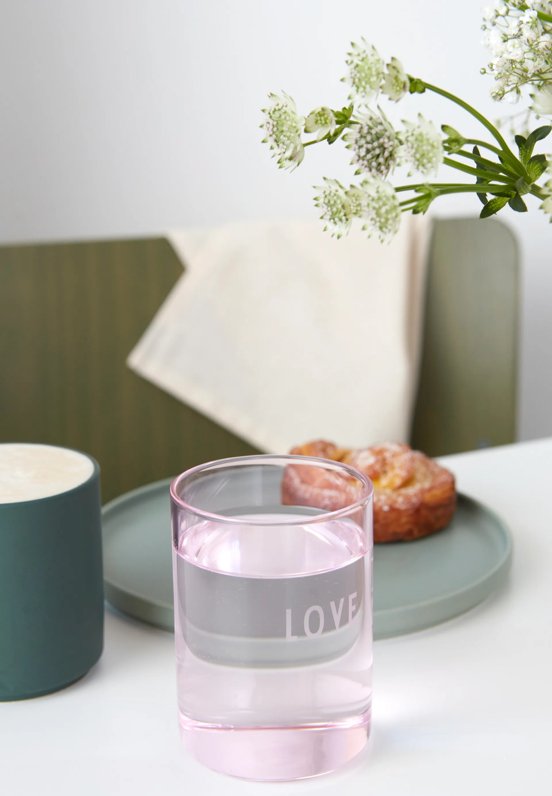 Design Letters favourite 玻璃杯 350ml, 爱心_玫瑰色 Design Letters