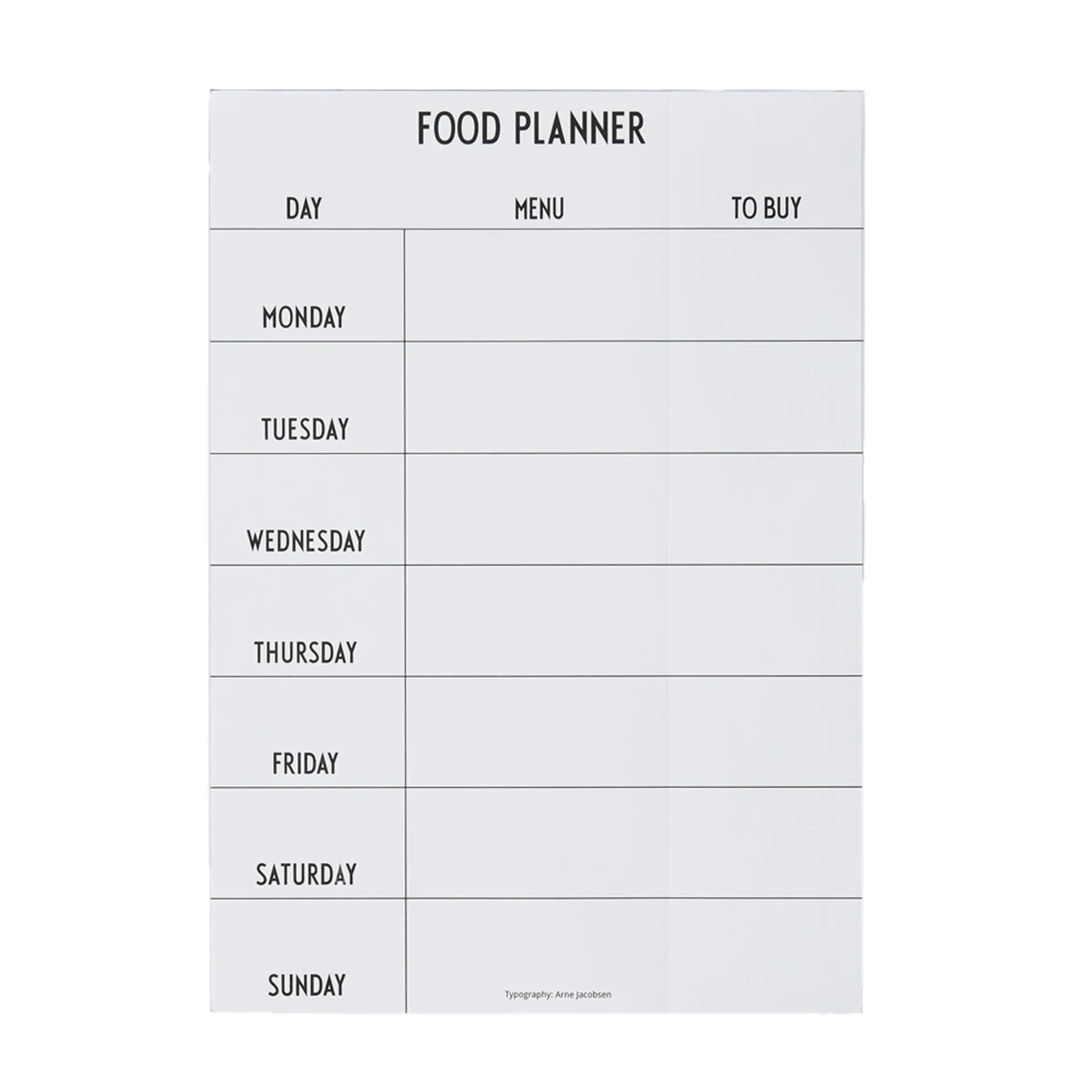 Design Letters meal planner, 白色 Design Letters