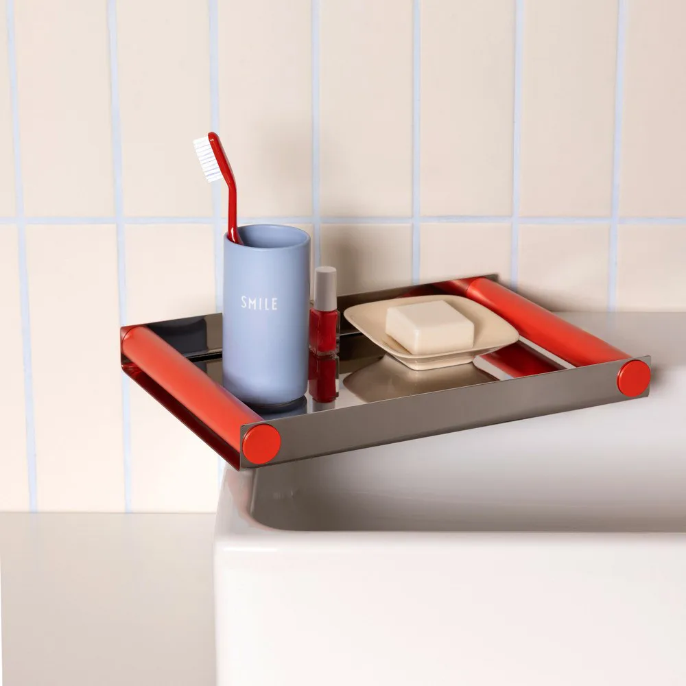 Design Letters Ray 托盘 20.5x30cm 珊瑚红-不锈钢, 珊瑚红-不锈钢 Design Letters