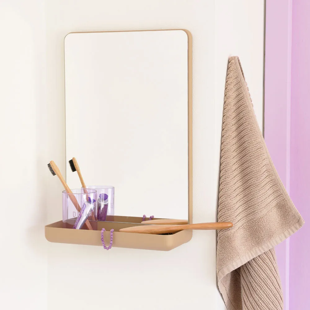 Design Letters Wall-mounted 镜子 with 架子, 米色 Design Letters