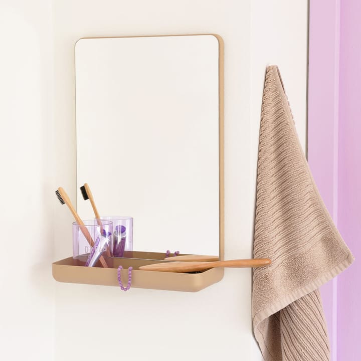 Design Letters Wall-mounted 镜子 with 架子, 米色 Design Letters
