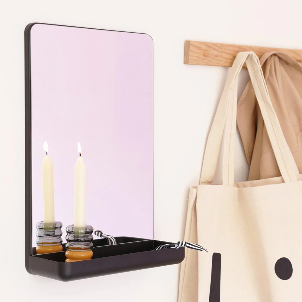 Design Letters Wall-mounted 镜子 with 架子, 黑色 Design Letters