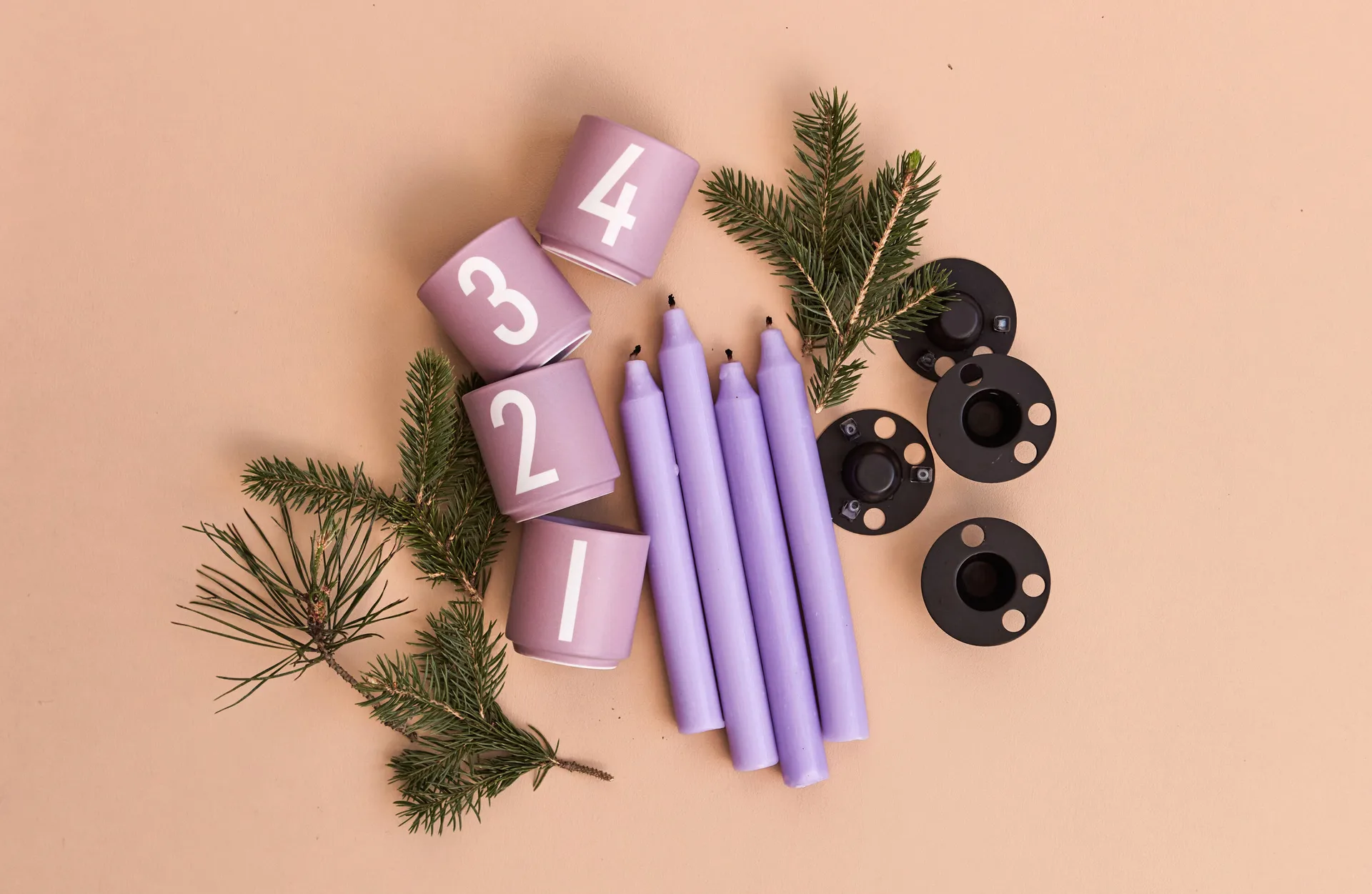 Mini Cups 杯子套装 4个装, Lavender Design Letters