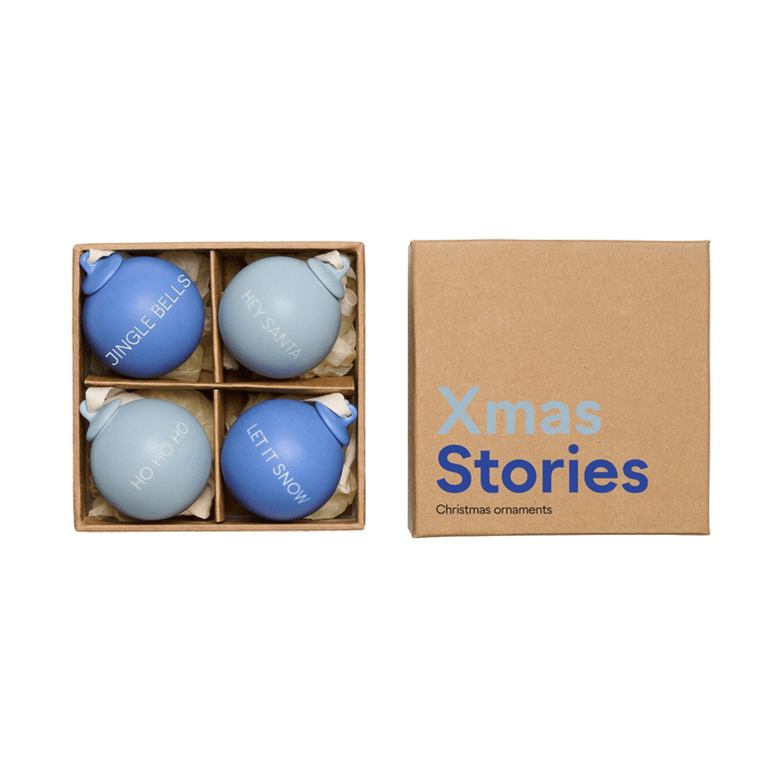XMAS Stories 圣诞摆设/挂件/装饰 Ø4 cm 4 parts, 钴蓝色-浅蓝 Design Letters