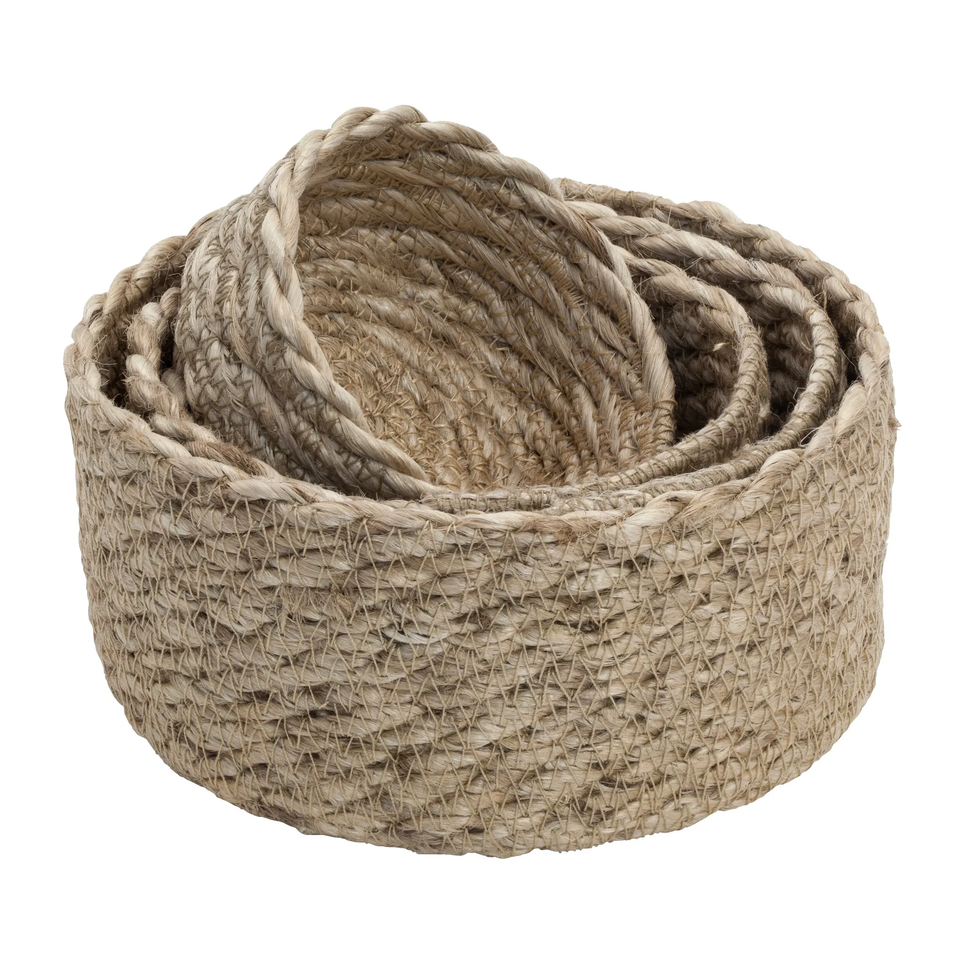 Elin jute basket mini twist 四件套装, Natural-灰色 Dixie
