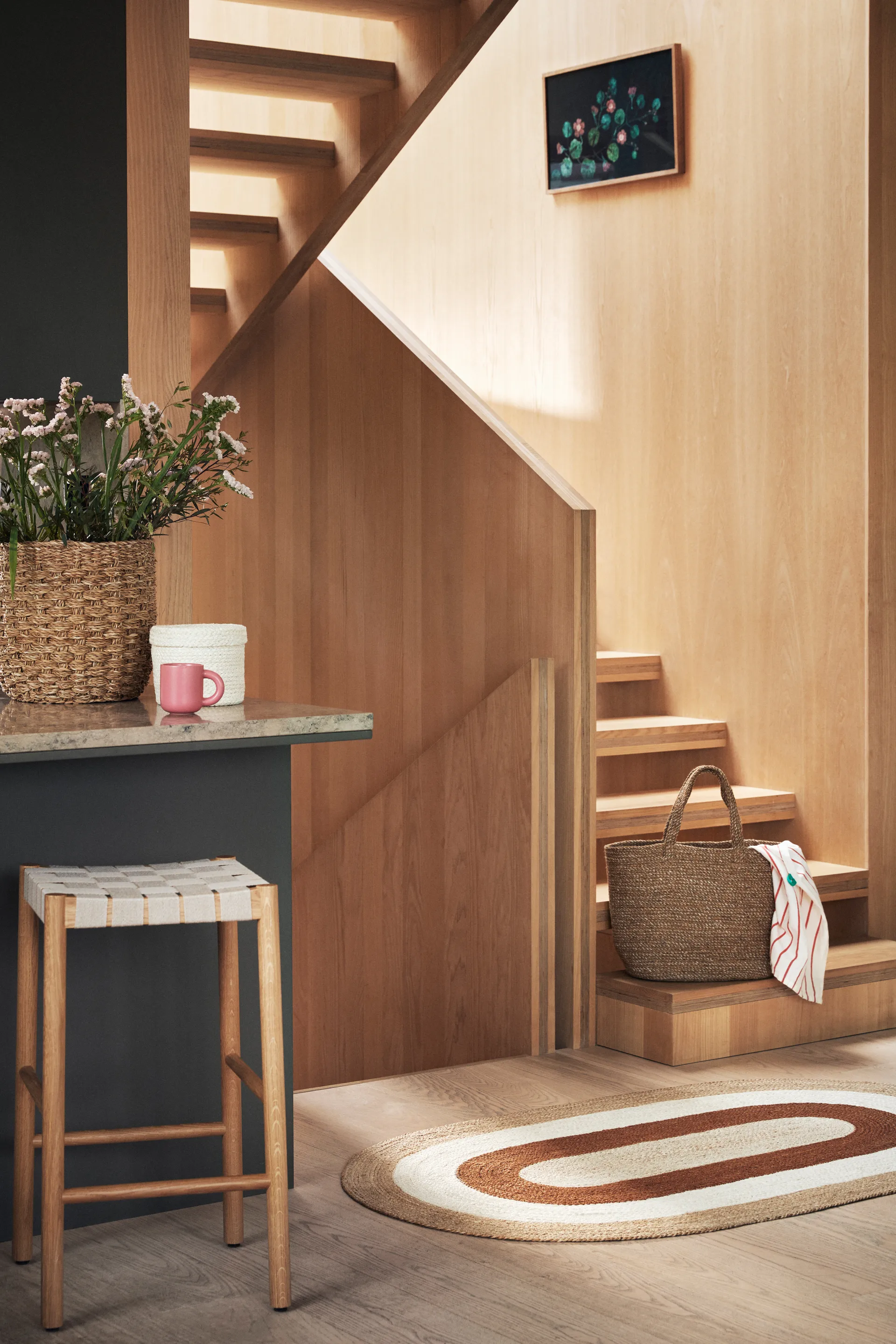 Elin striped oval jute 地毯 92x150 cm, Brick Dixie