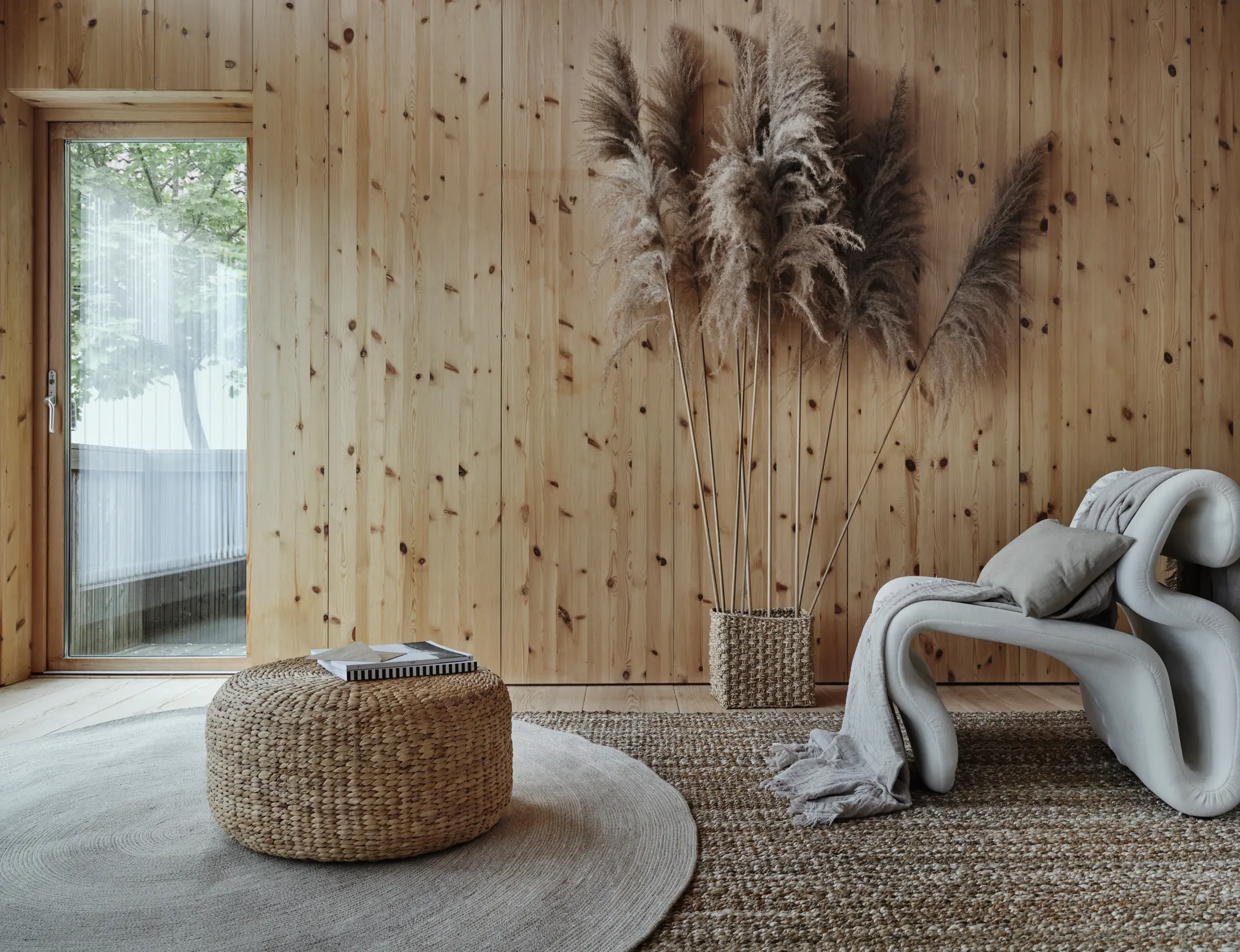 Ella jute 地毯  Ø150 cm, 白色-nature Dixie