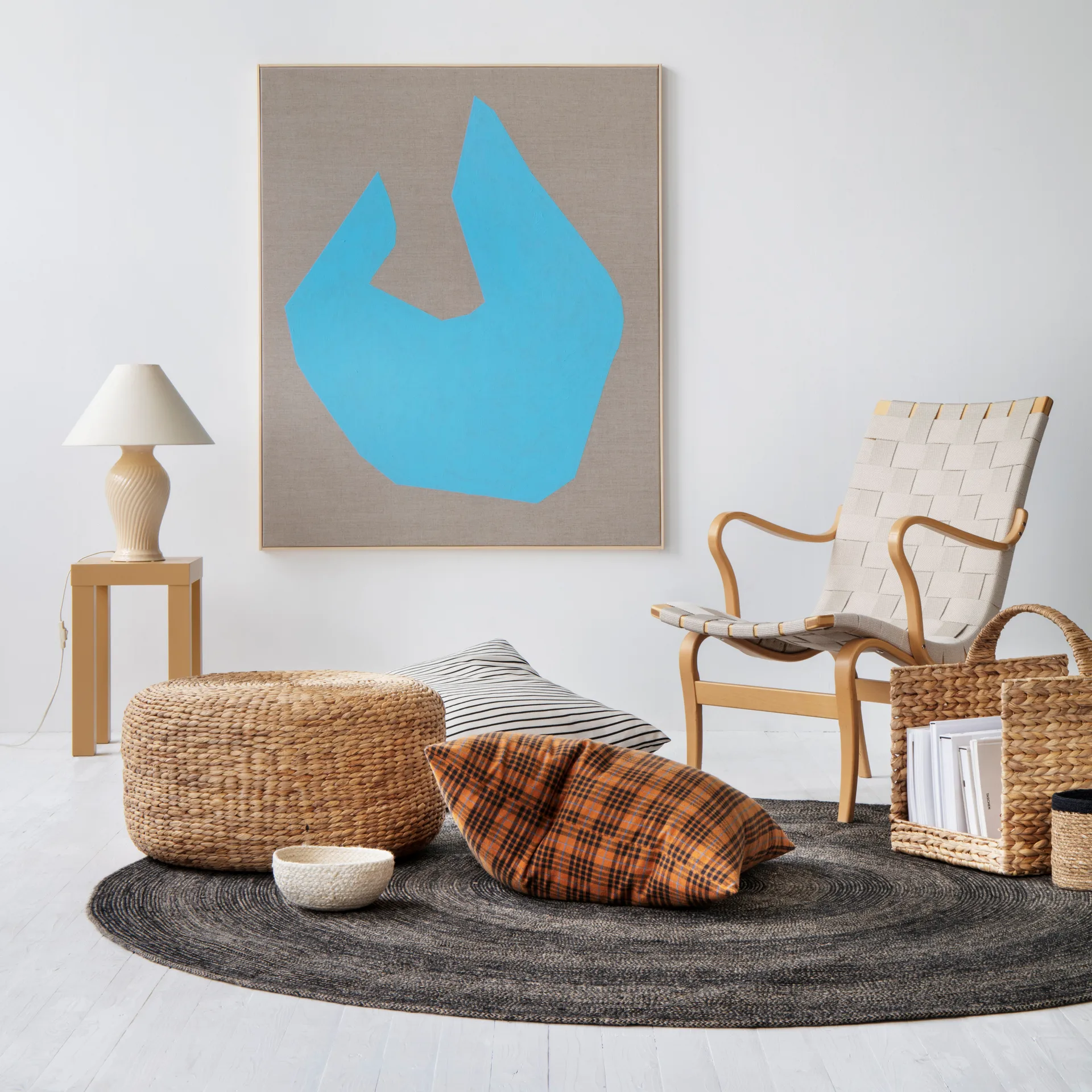 Ella jute 地毯  Ø150 cm, 黑色-nature Dixie