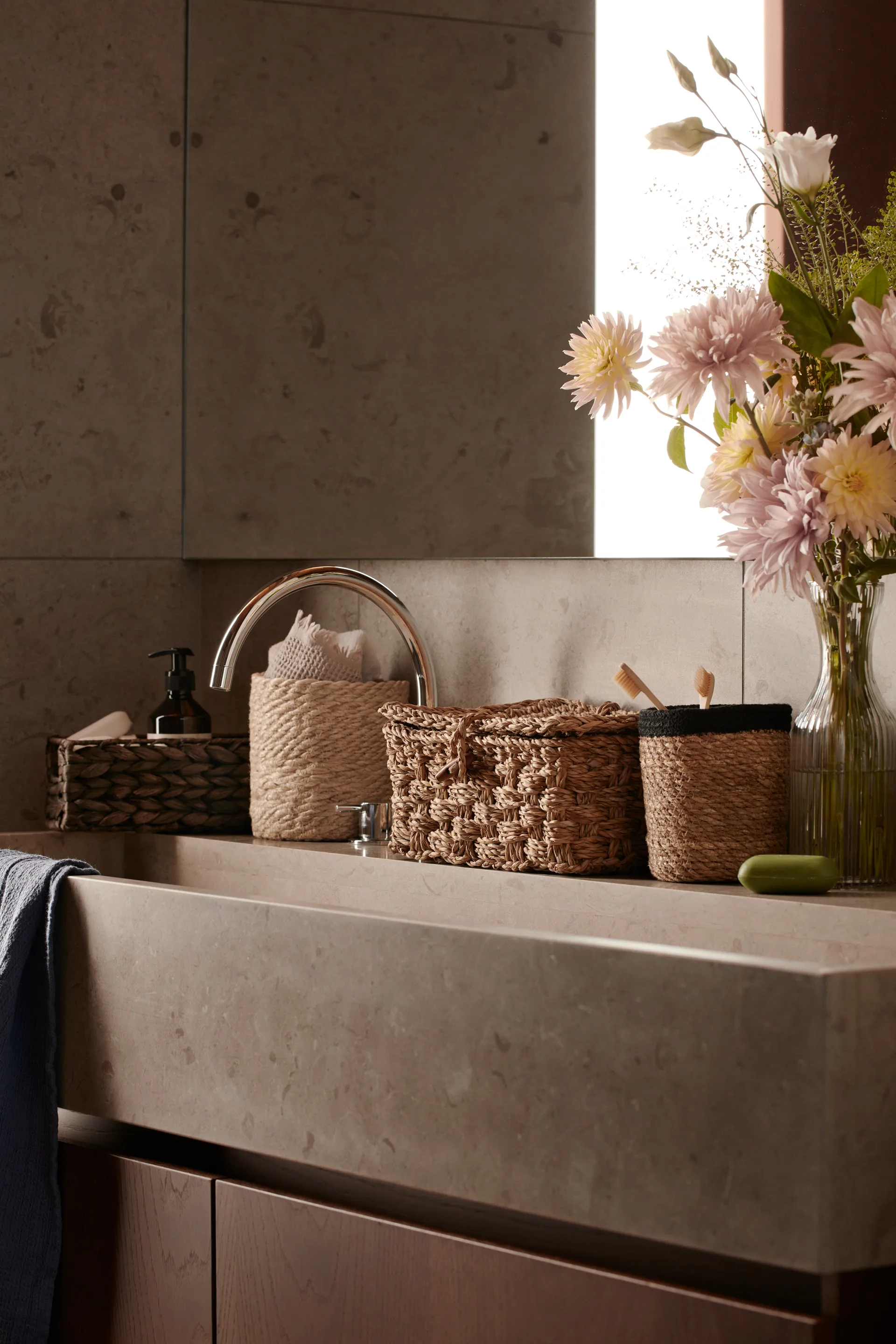 Emil 储物篮 三件套装 小, nature-黑色 Dixie