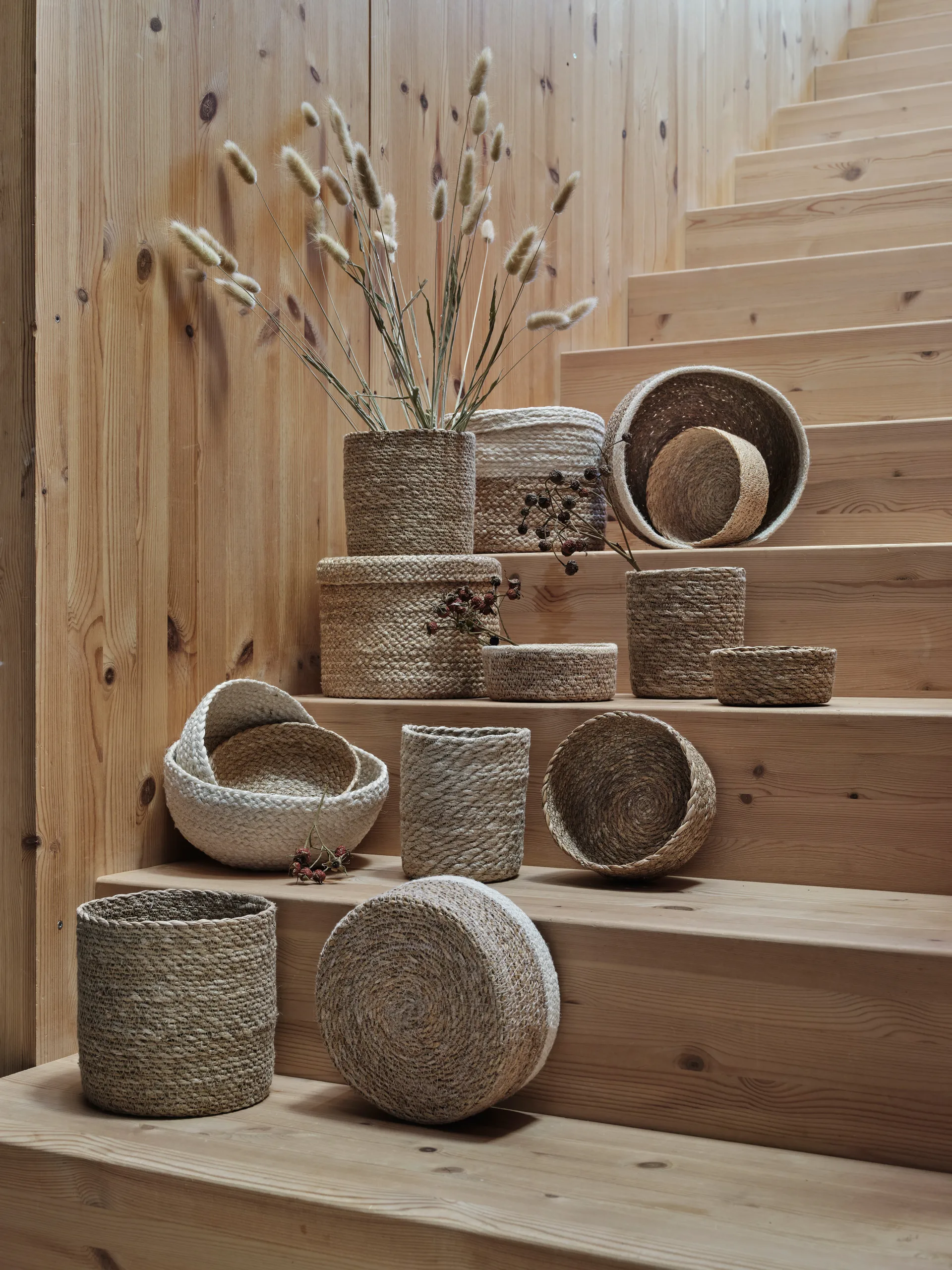 Plaited storage box 三件套装, Nature-白色 Dixie