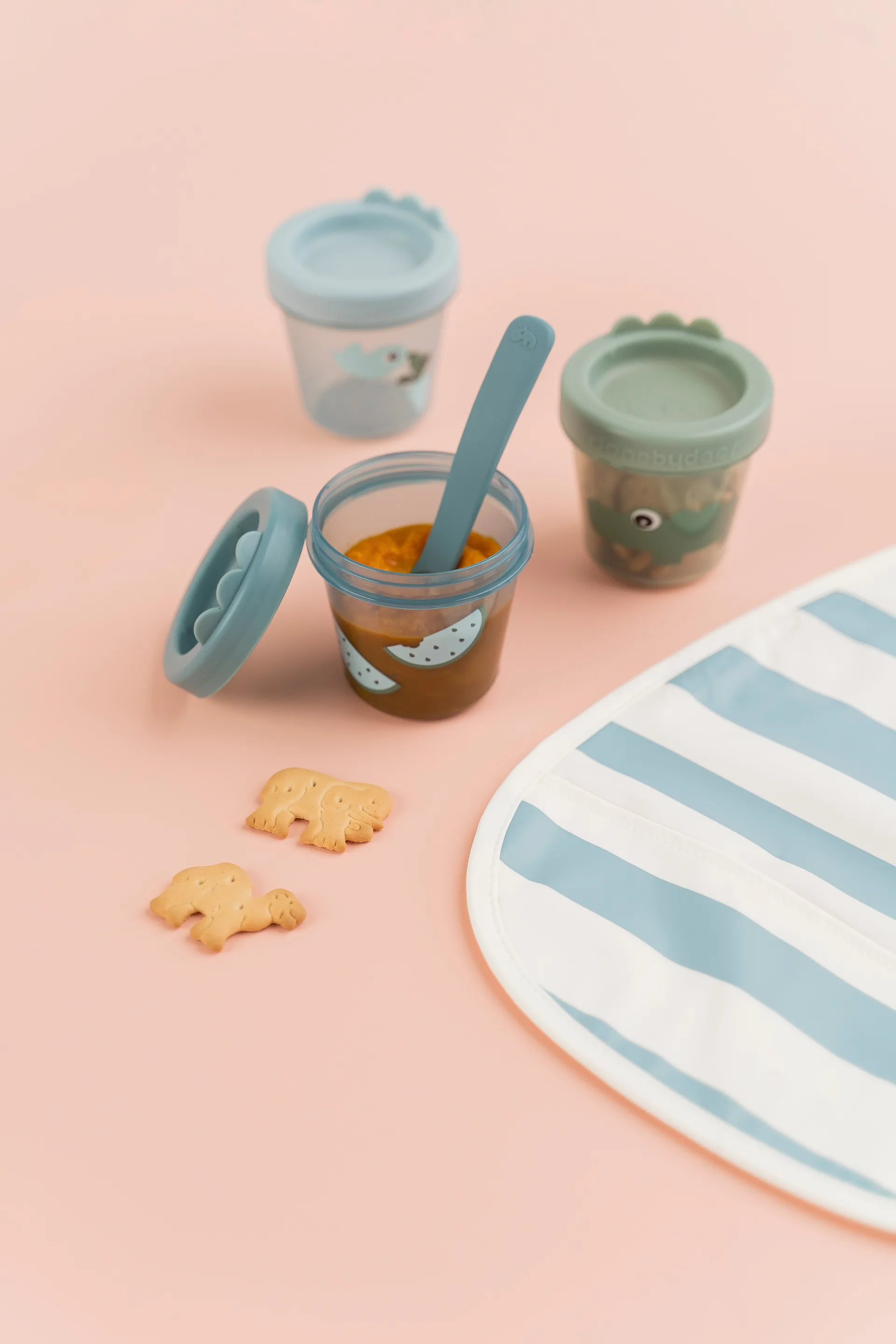 午餐盒/零食辅食便携餐盒 Croco 午餐盒 三件套装 , 绿色 Done by deer