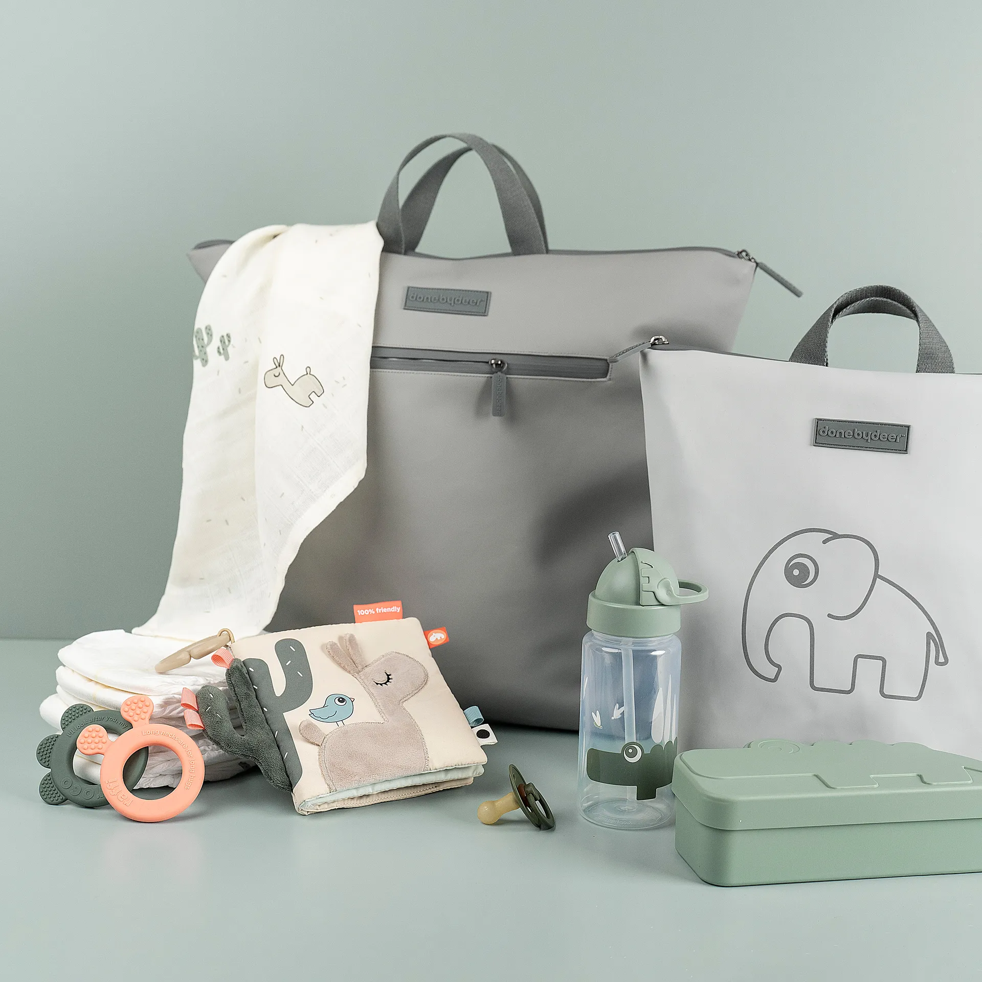 午餐盒/零食辅食便携餐盒 Croco 午餐盒三件套装 , 绿色 Done by deer