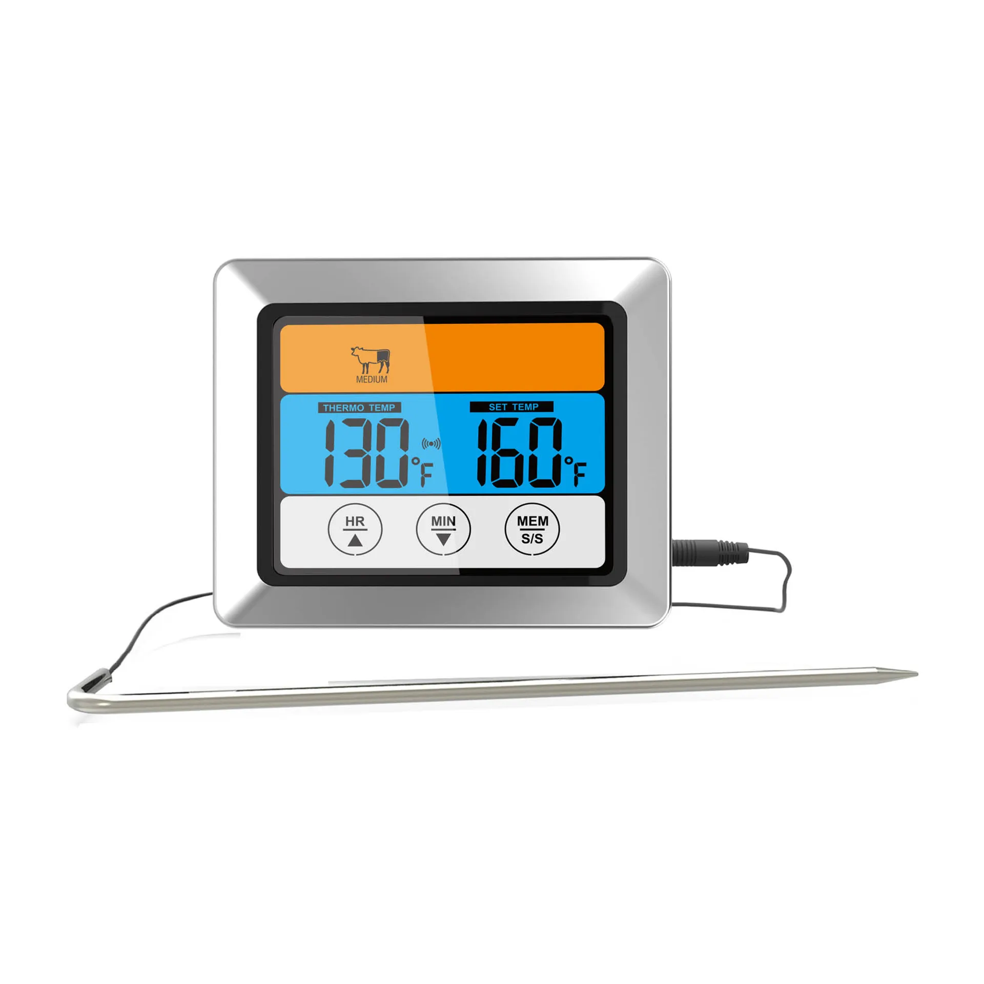 Grad steak thermometer digital with cable, 银色 Dorre