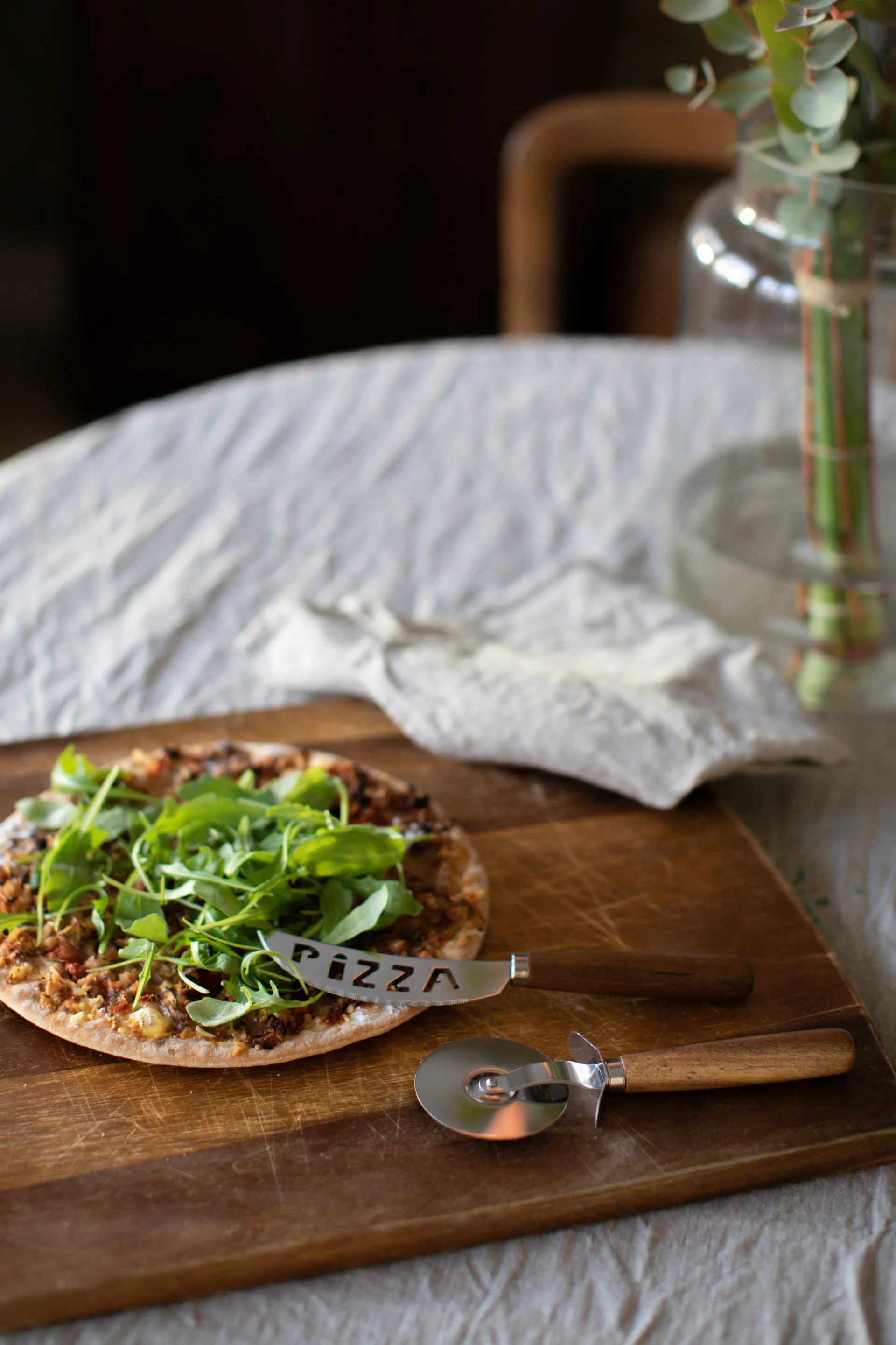 Pino pizza set knife and pizza cutter, Acacia-不锈钢 Dorre