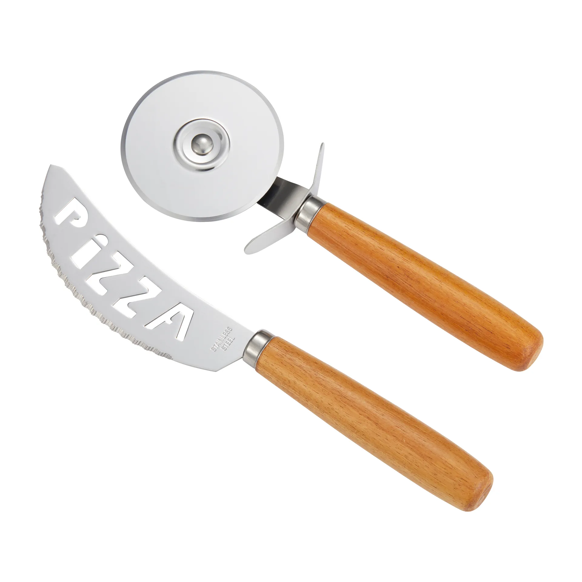 Pino pizza set knife and pizza cutter, Acacia-不锈钢 Dorre
