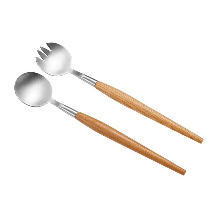 Sico 沙拉餐具28cm - 不锈钢色_相思木色 - Dorre