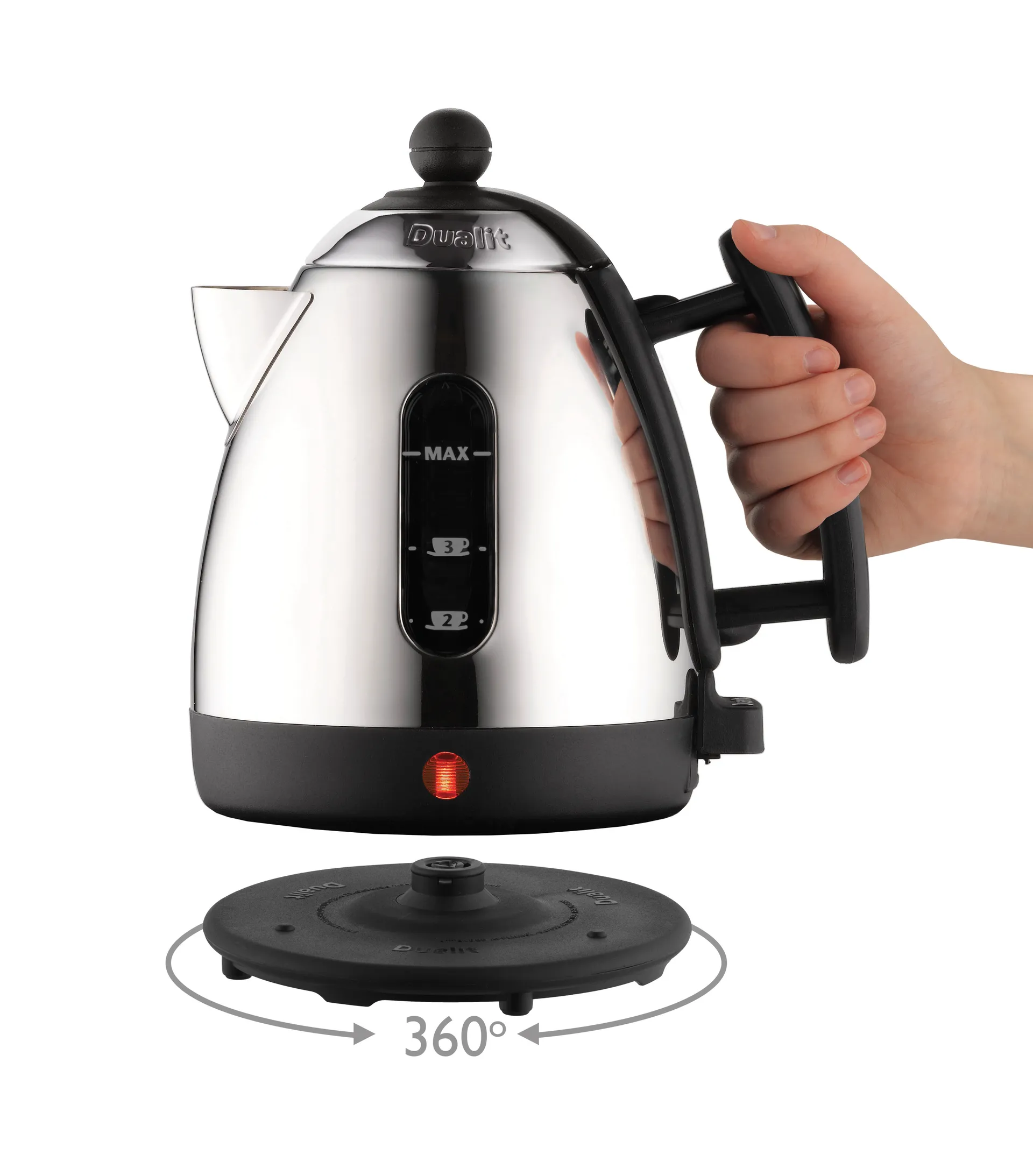 Dualit Lite 电水壶 1升, 黑色-不锈钢 Dualit