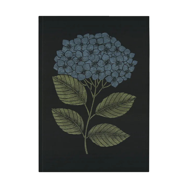 绣球花厨房巾 48x70cm - 黑色_蓝色 - Ekelund Linneväveri
