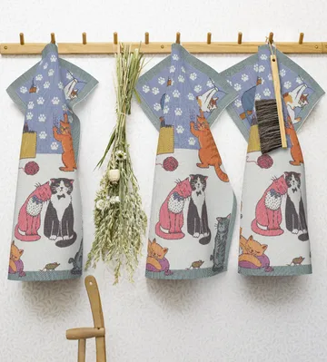 Cats fun 厨房毛巾 - 35x50cm - Ekelund Linneväveri