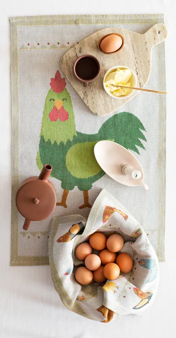 Chicken family napkin 35x35 cm - Multi - Ekelund Linneväveri