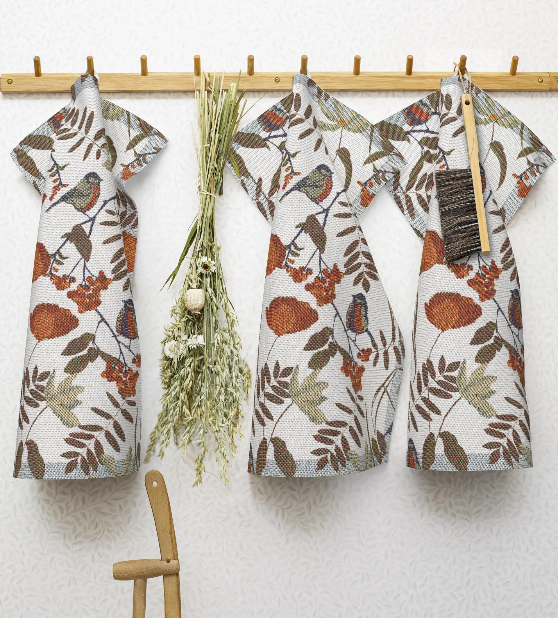 Fåglabäck 厨房巾 35x50 cm, 褐色-橙色 Ekelund Linneväveri