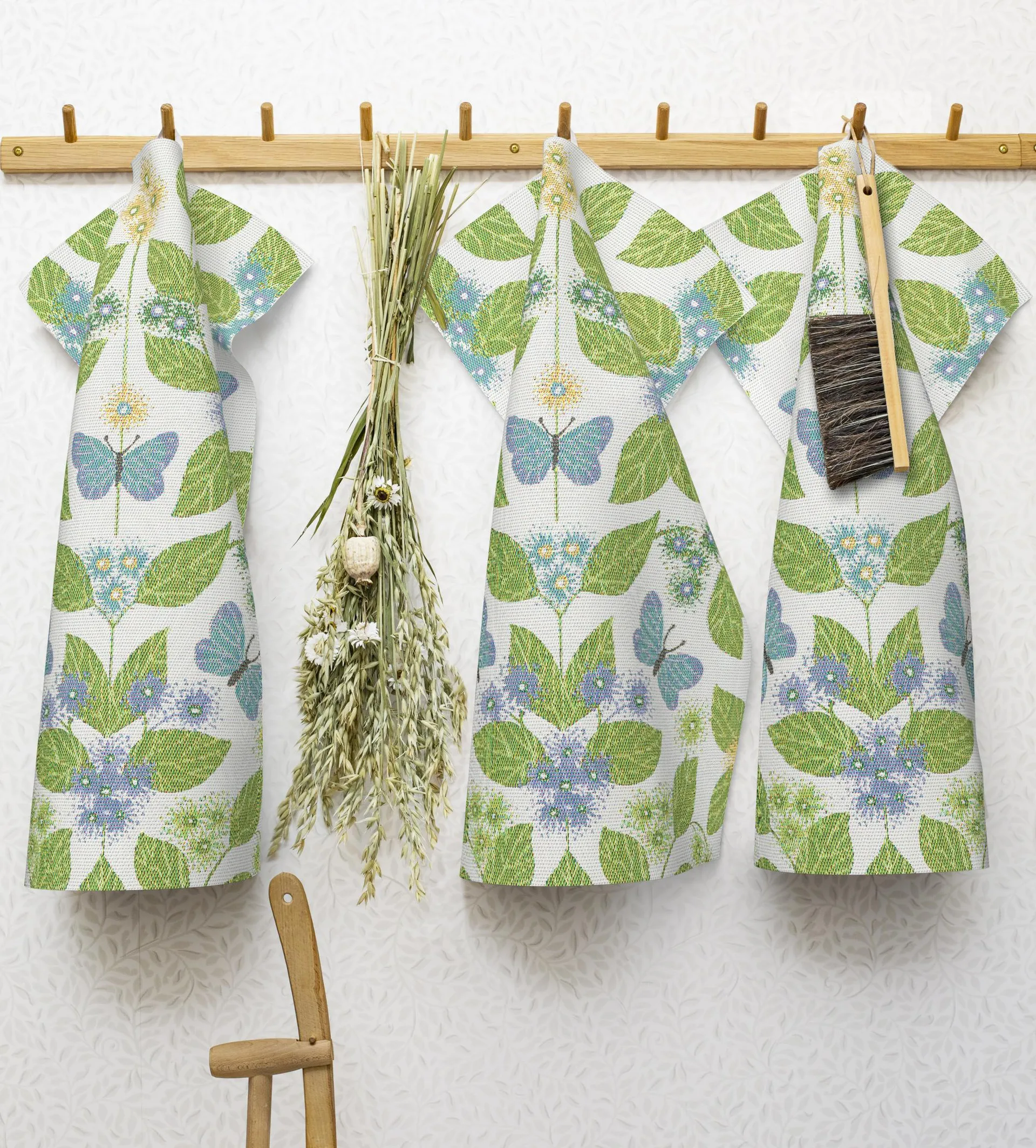 Fjärilsdröm 厨房巾  35x50 cm, 绿色 Ekelund Linneväveri