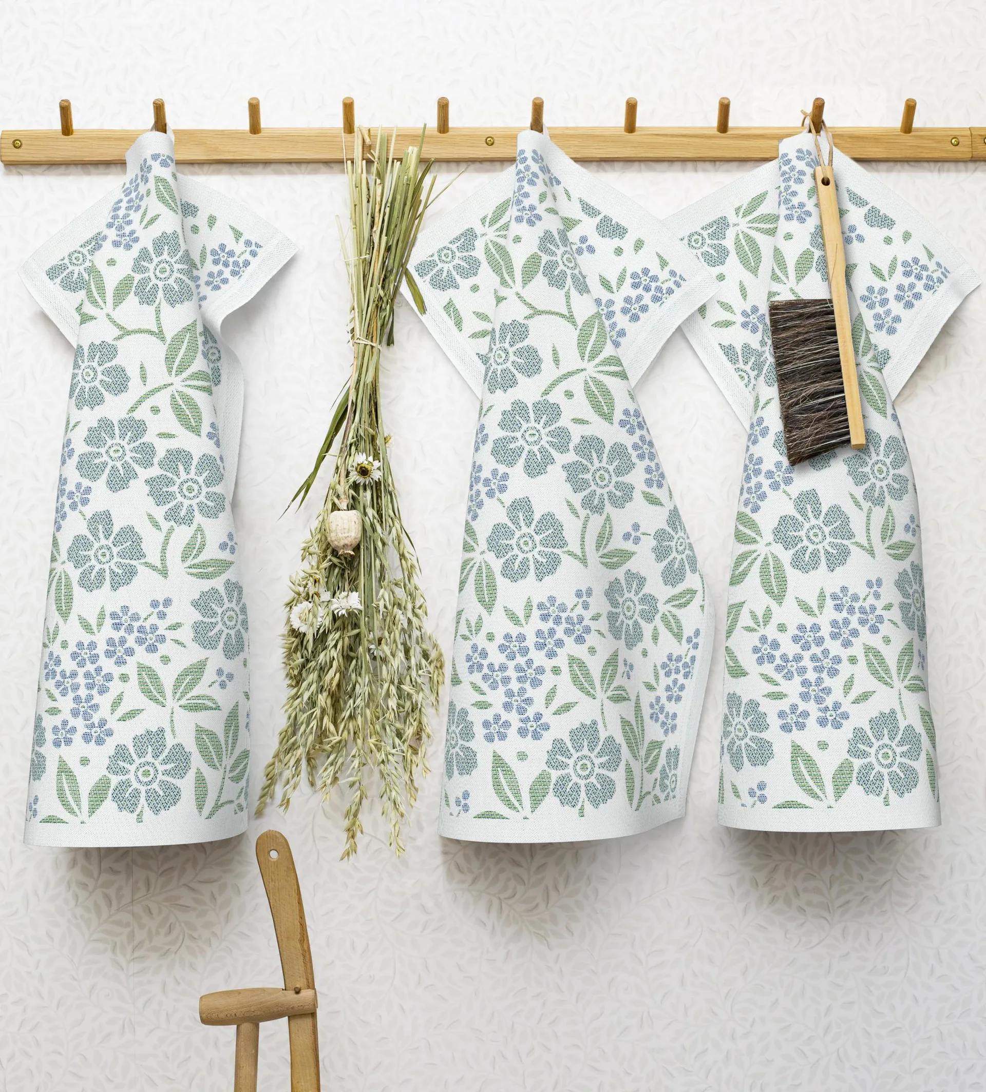 Förgätmigej 厨房巾 35x50 cm, 浅蓝 Ekelund Linneväveri