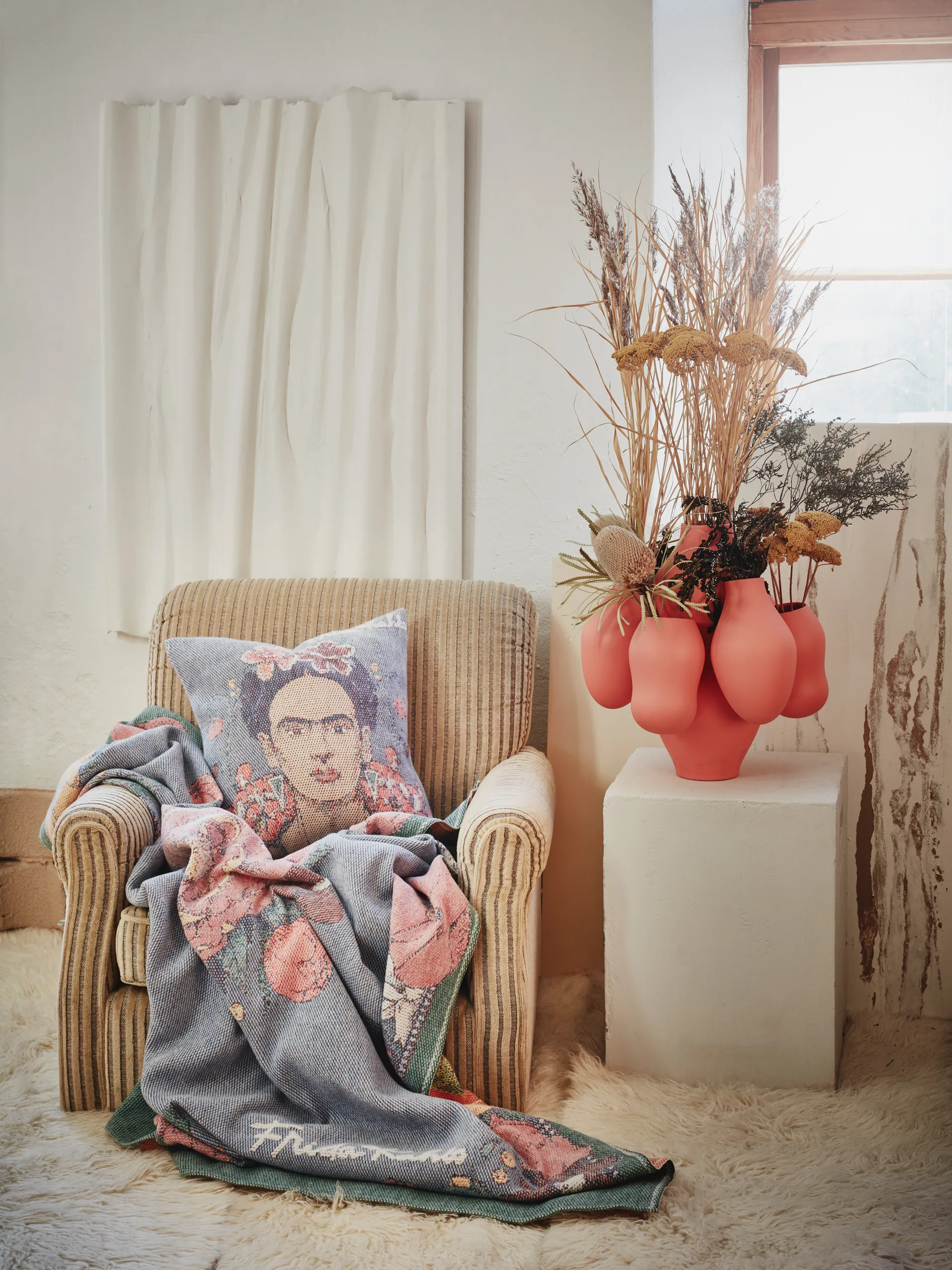 Frida Kahlo枕套40x40cm, 维达色 Ekelund Linneväveri