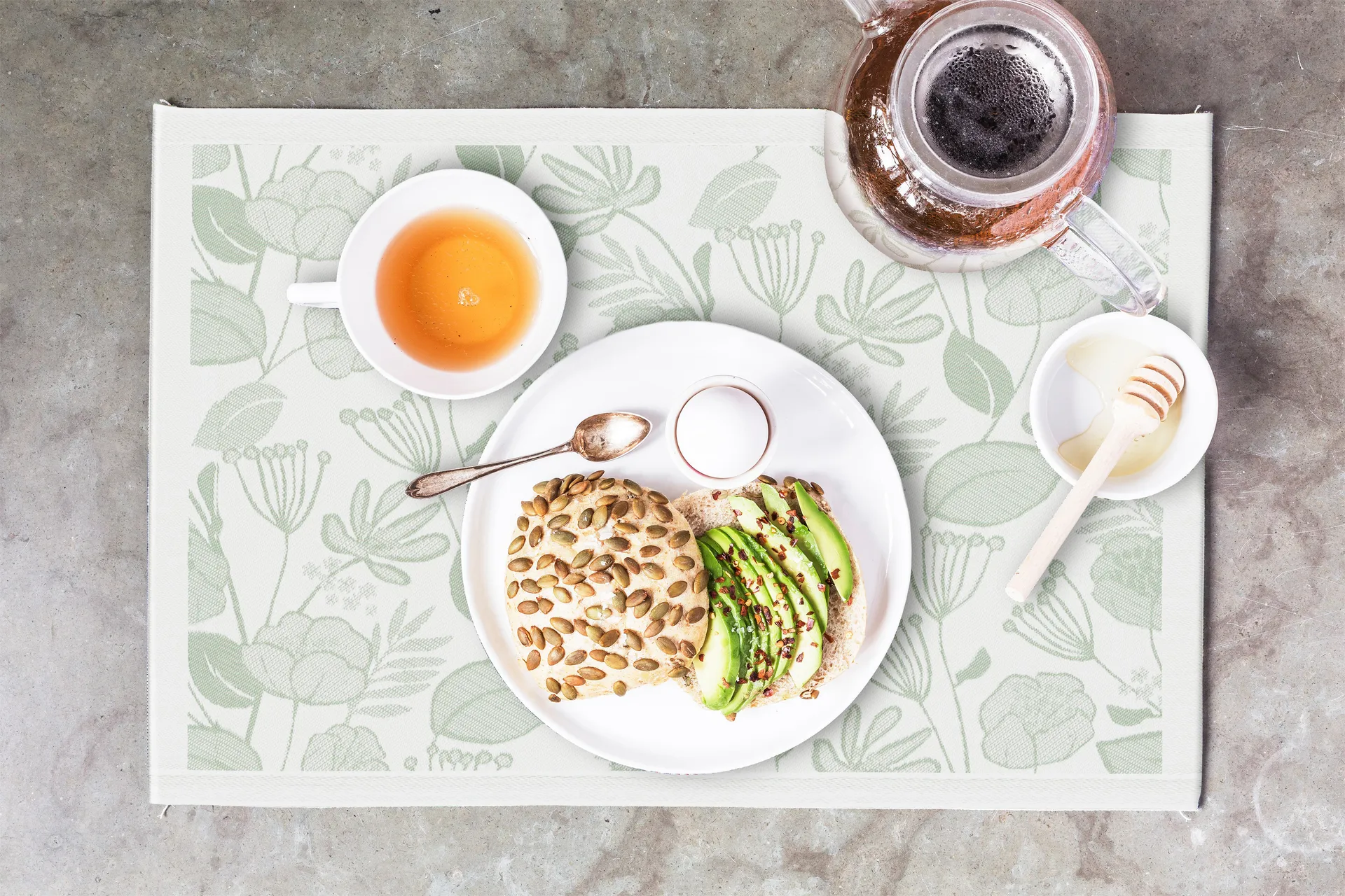 Grönska 餐垫 35x48 cm, 绿色-白色 Ekelund Linneväveri