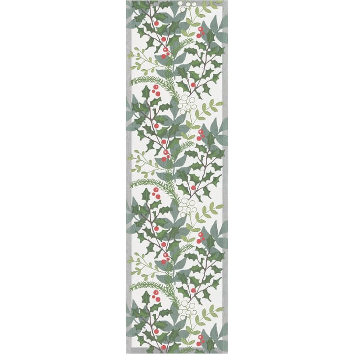 Julia 桌布（table runner） 35x80 cm - 白色-绿色 - Ekelund Linneväveri