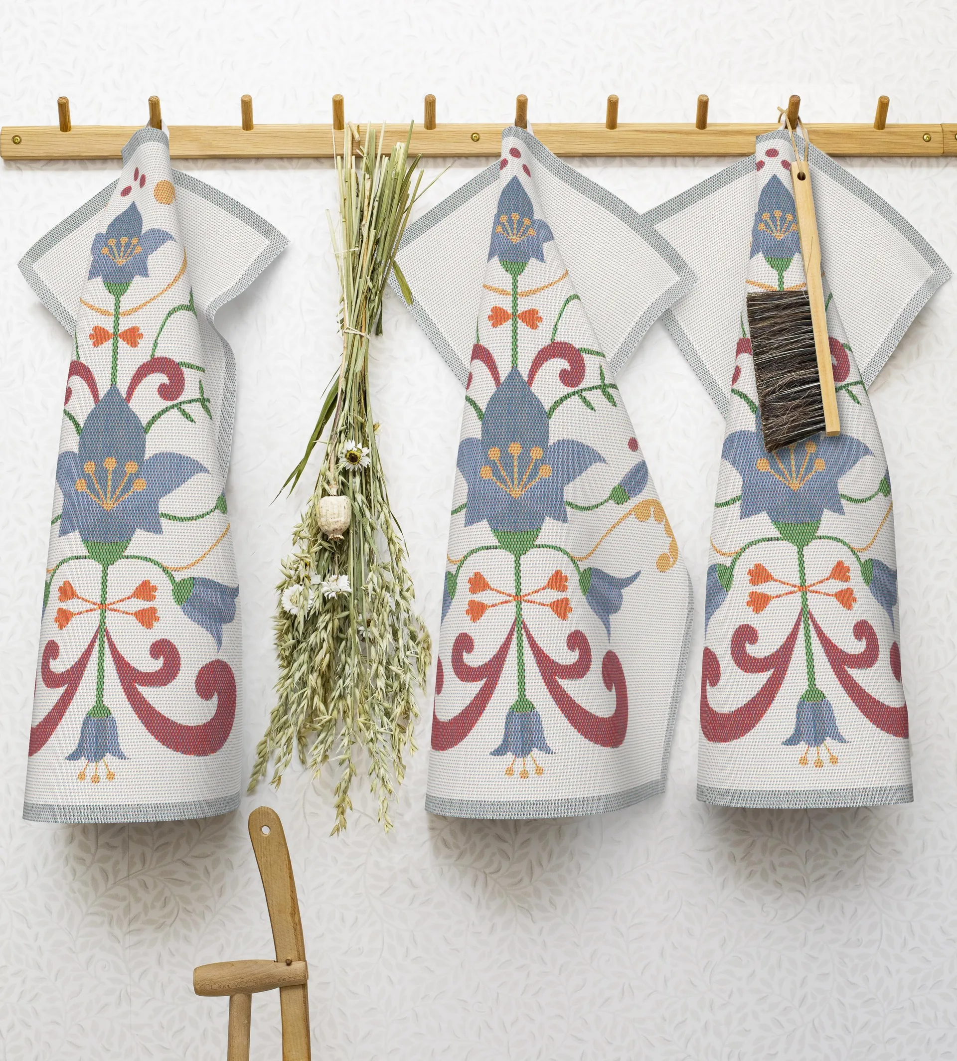 Lindas 风铃草厨房巾 40x60cm, 蓝色_灰色 Ekelund Linneväveri