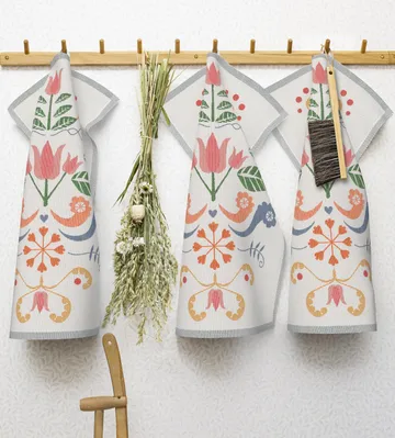 Lindas 郁金香厨房巾 40x60cm - 粉色_灰色 - Ekelund Linneväveri