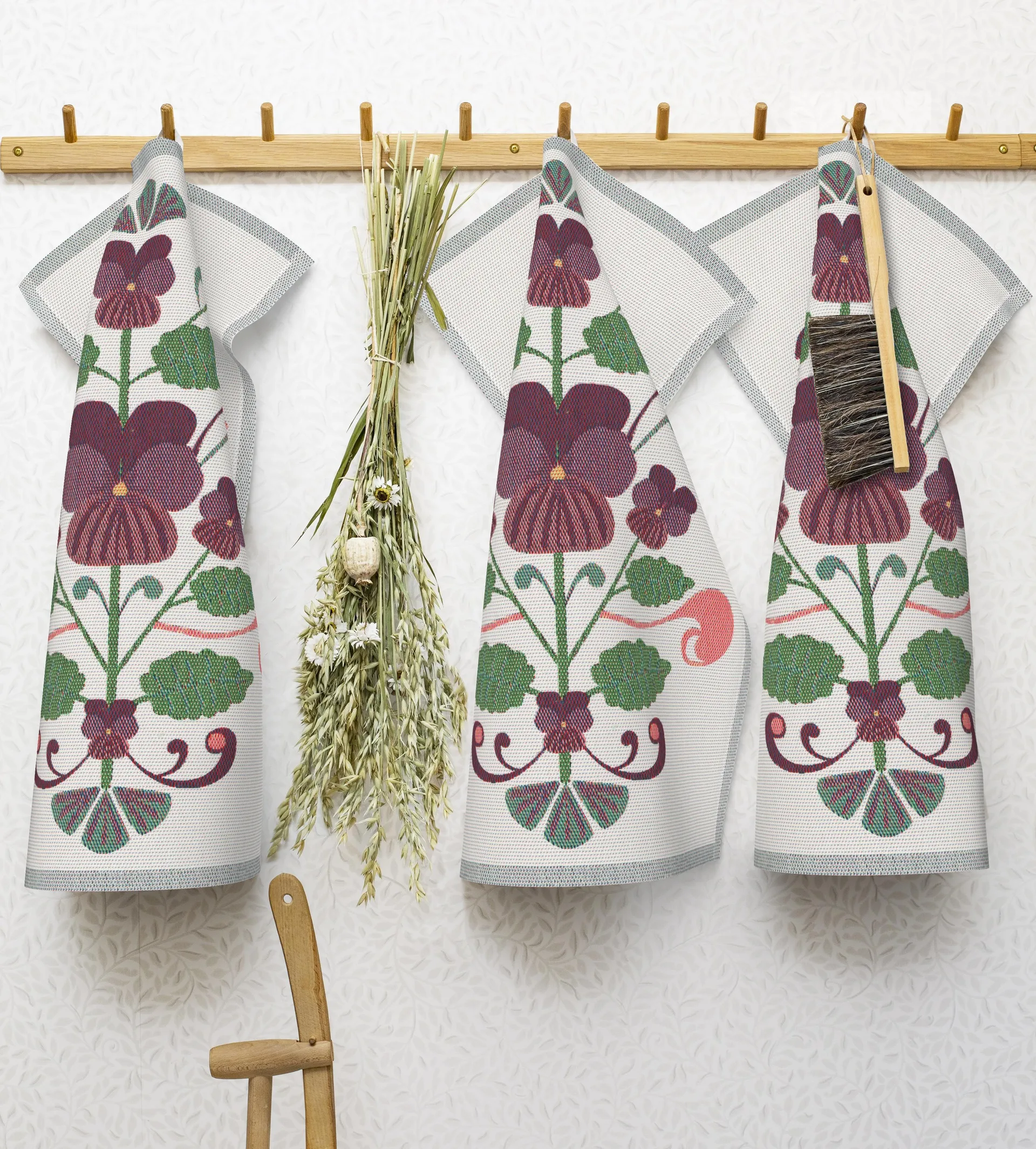 Lindas viol 厨房巾 40x60 cm, 紫色-灰色 Ekelund Linneväveri