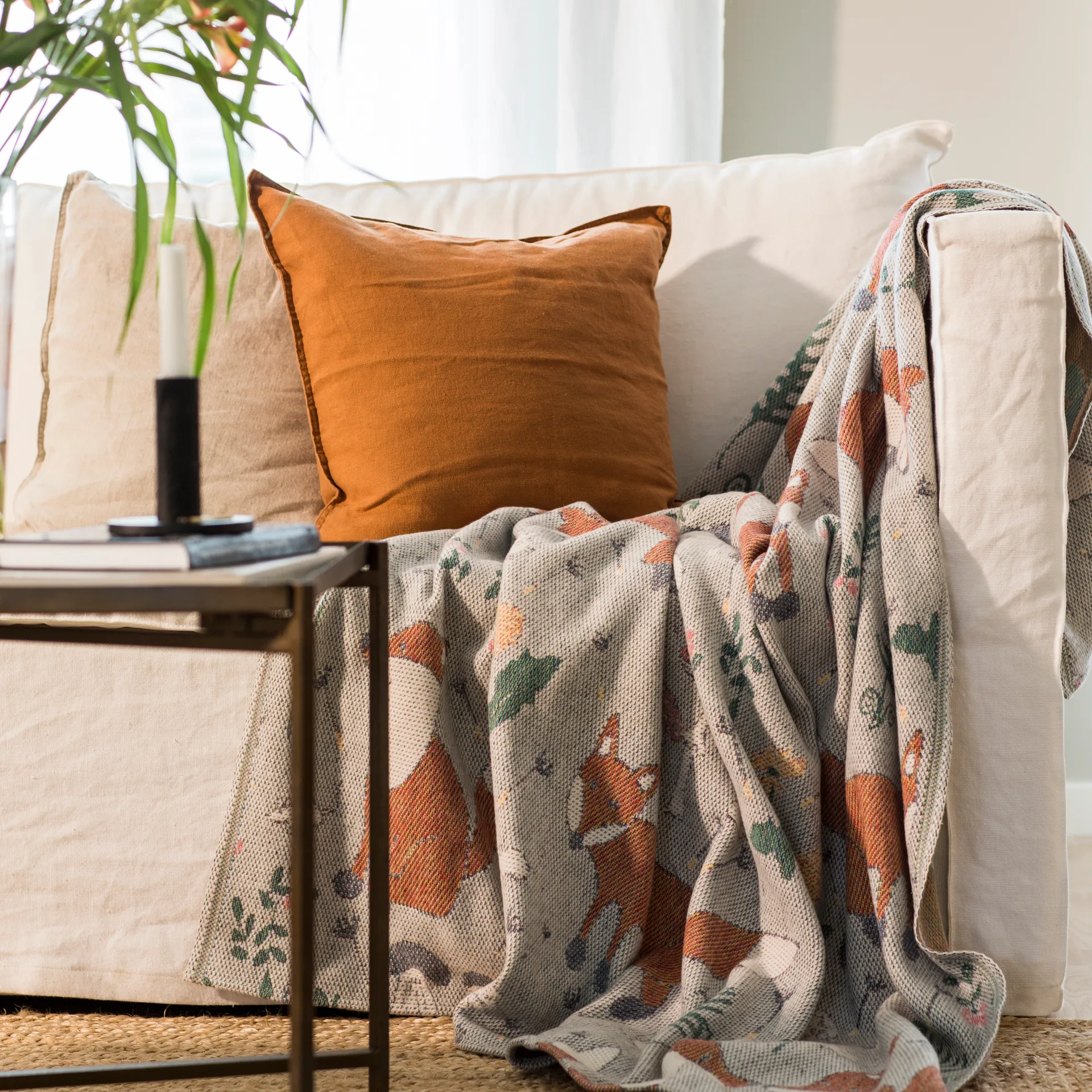 Rävar 棉毯子140x170 cm, multi Ekelund Linneväveri