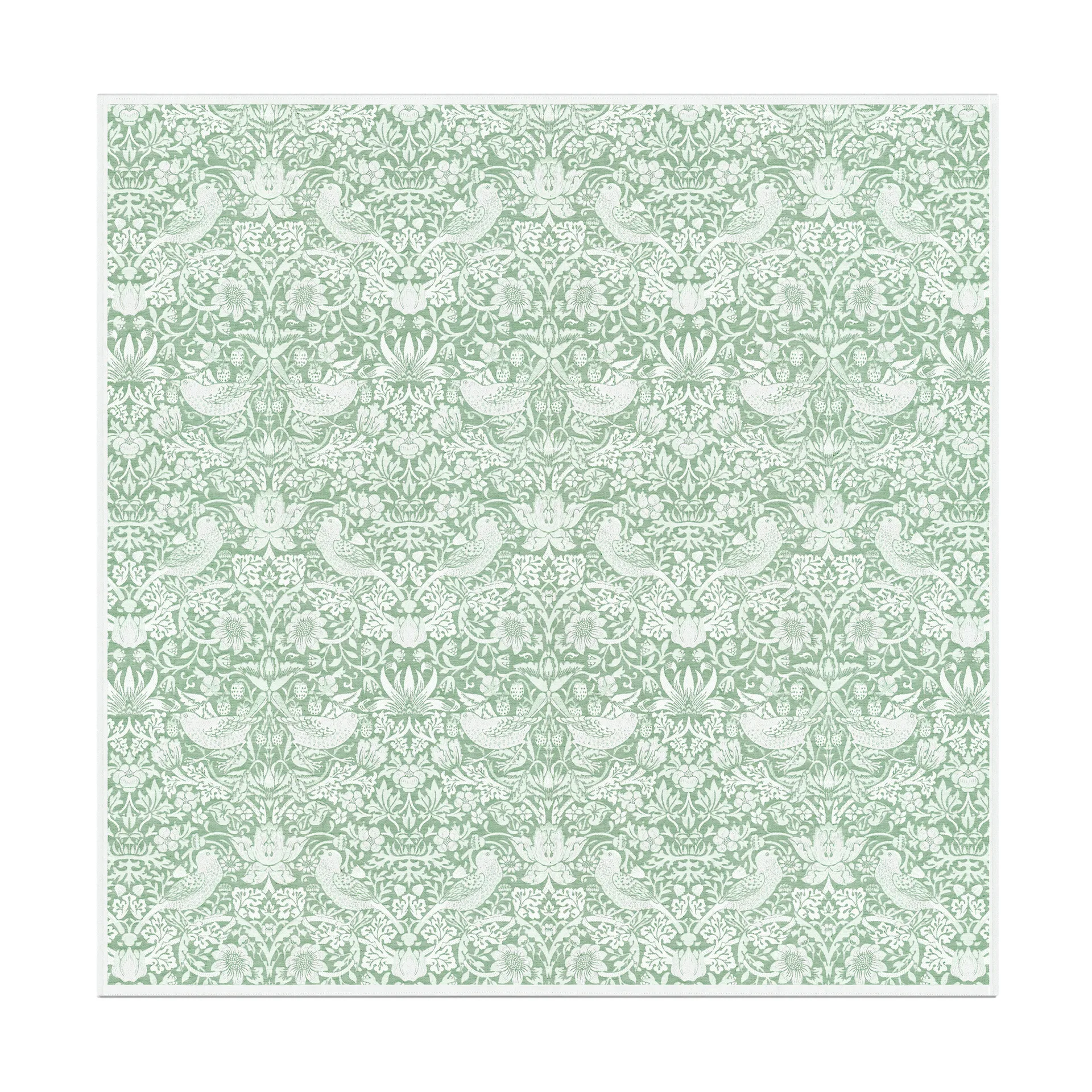 Strawberry Thief 桌布 150x150 cm, 绿色 Ekelund Linneväveri