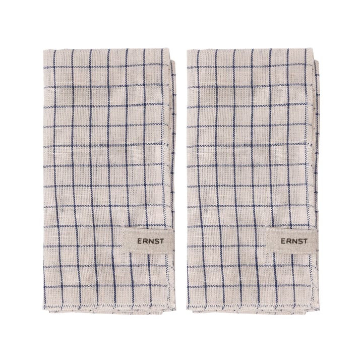 Ernst 餐巾布 2件套装 格纹 40x40 cm - 蓝色-米色 - ERNST