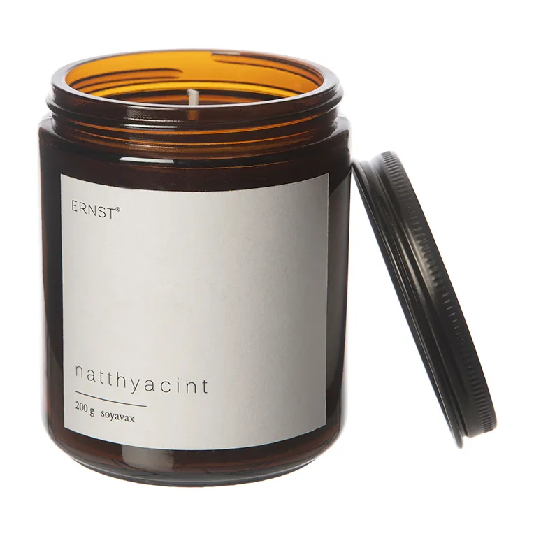 Ernst 带盖玻璃香薰蜡烛Ø9cm, 夜风信子紫 ERNST