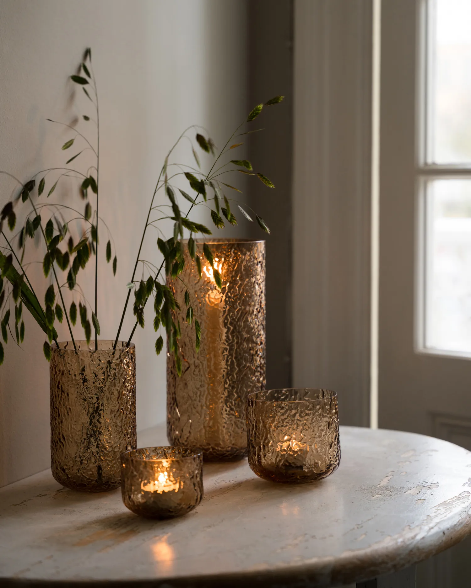 Ernst patterned 花瓶/烛台, Amber, Ø9x15 cm ERNST