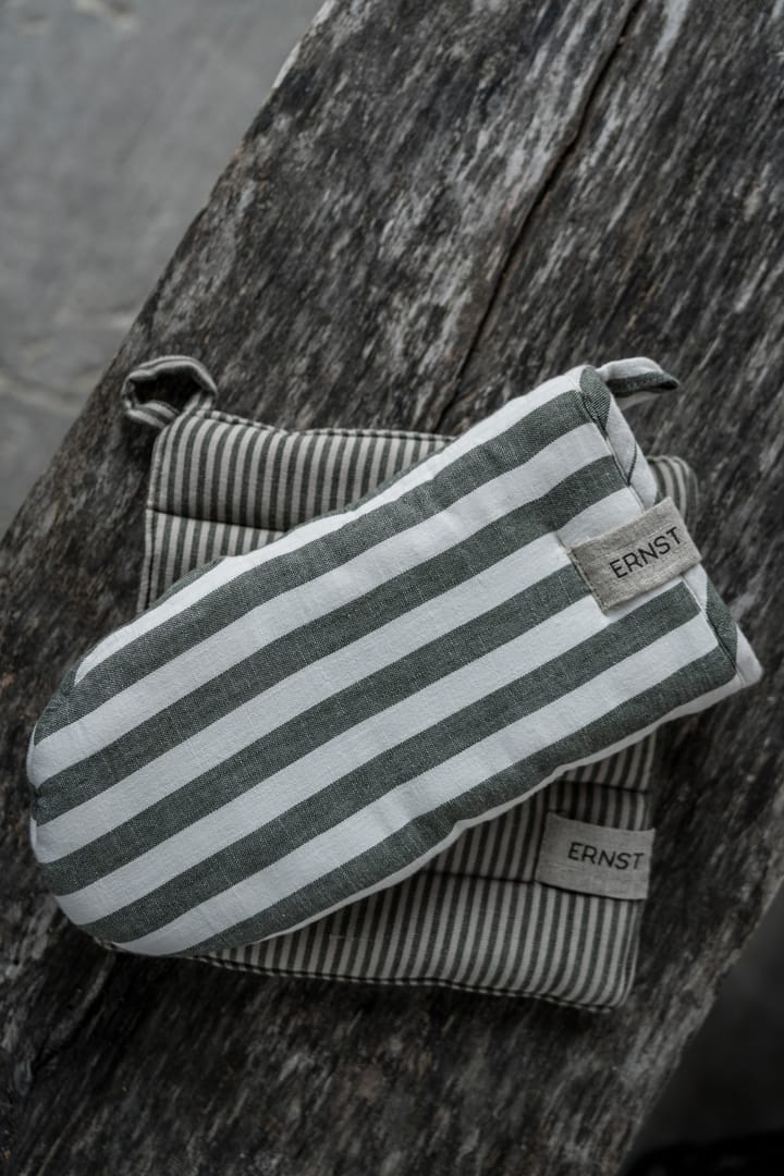 Ernst potholder striped 23x25 cm, 绿色-米色 ERNST