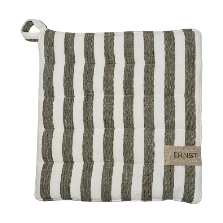 Ernst potholder wide stripes 23x25 cm - Sage-白色 - ERNST