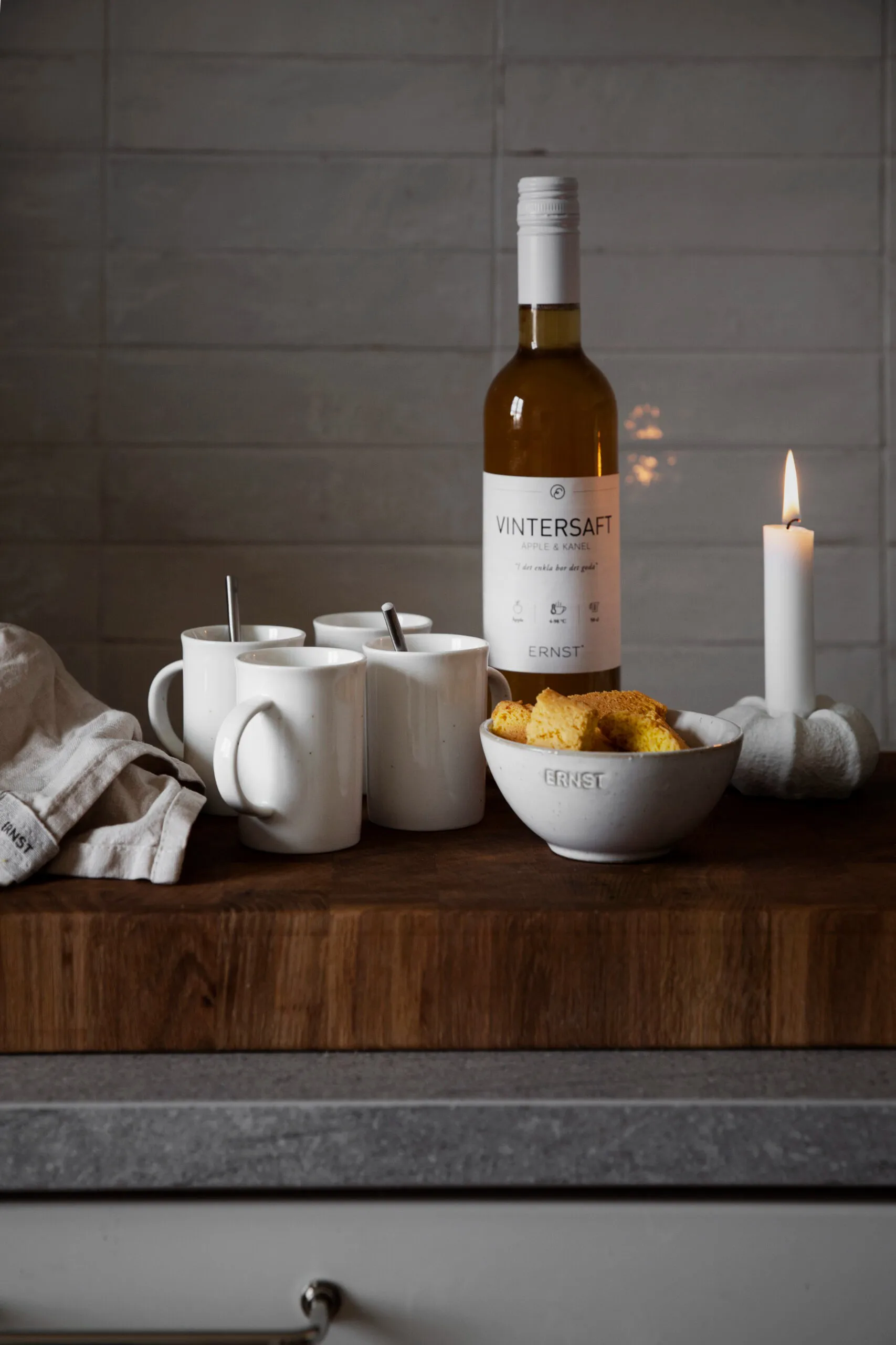 Ernst 烛台 stoneware Ø7.5 cm, Natural white ERNST