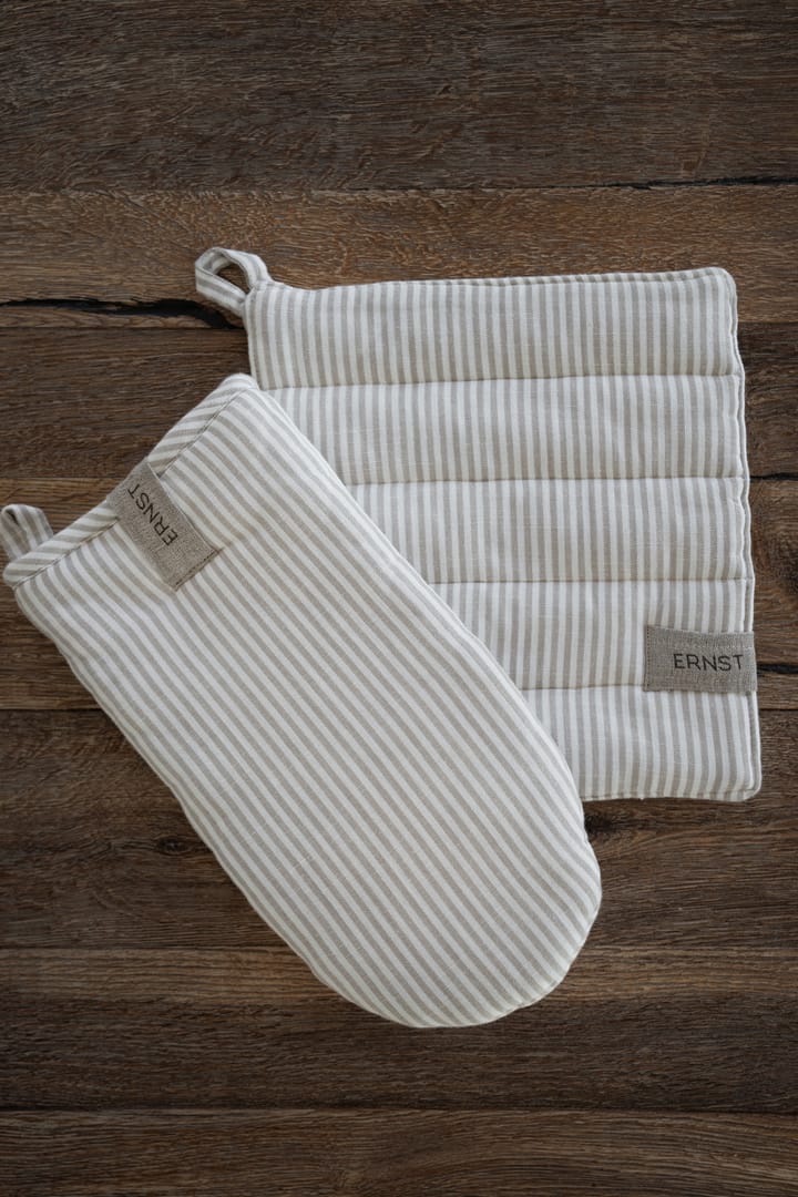 Ernst 烤箱手套 striped, 米色-白色 stripe ERNST