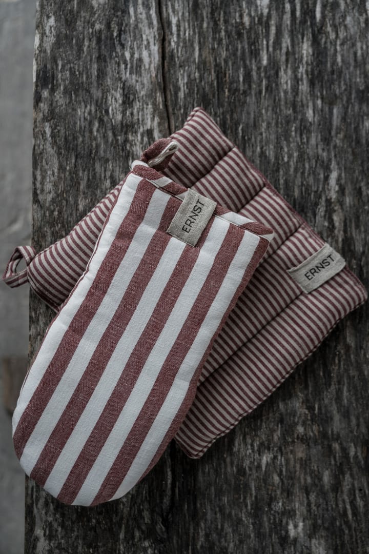 Ernst 烤箱手套 wide stripes, 红色-白色 ERNST