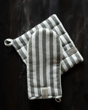 Ernst 烤箱手套 wide stripes - Sage-白色 - ERNST