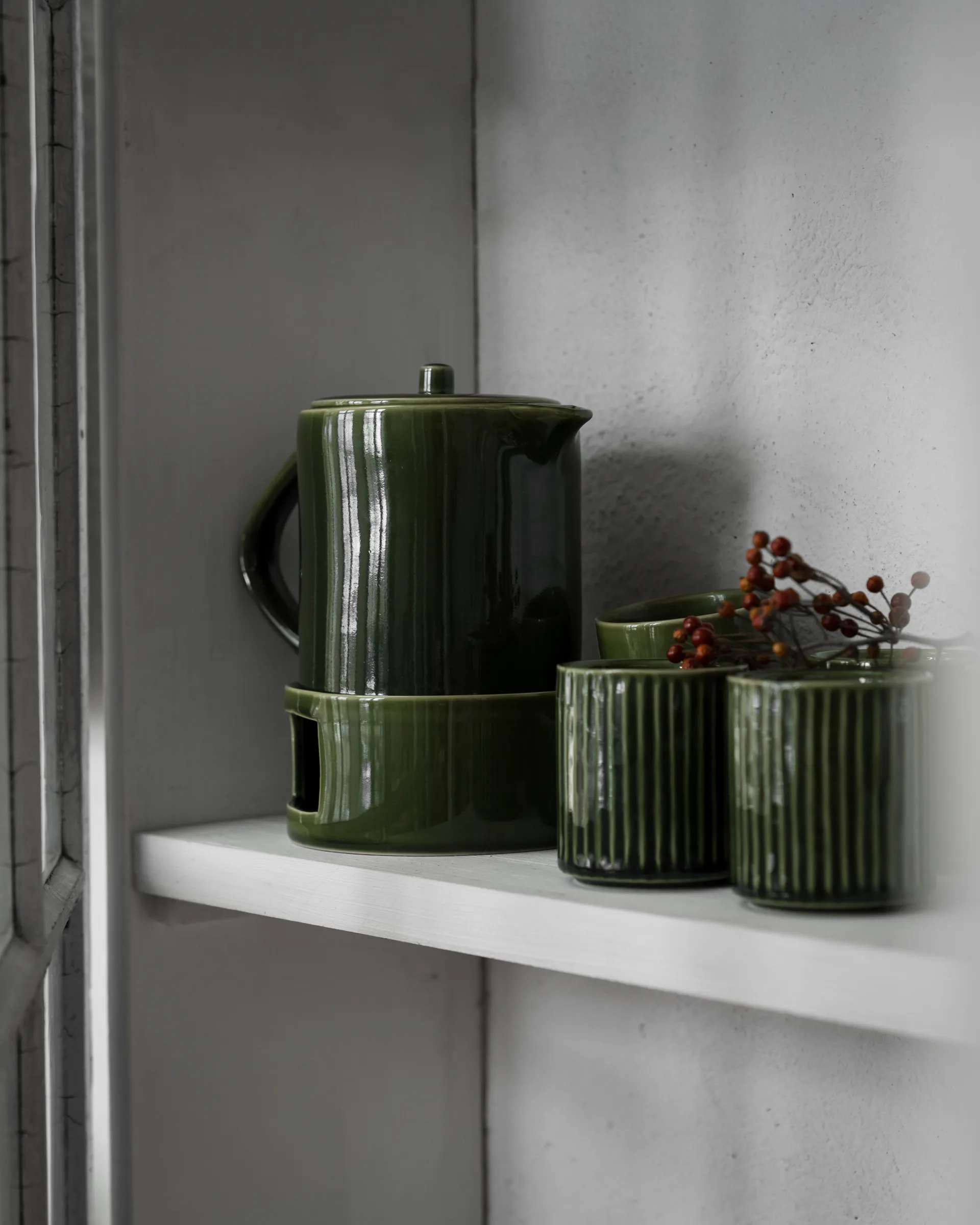 Ernst 马克杯 without handle ribbed 19 cl, 绿色 ERNST